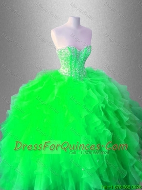 Beaed Discount Quinceanera Gowns with Ruffles for 2016