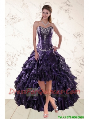 2015 Purple High Low Christmas Party Dresses for Spring