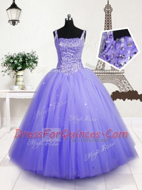 Fitting Sleeveless Beading and Sequins Lace Up Little Girls Pageant Dress
