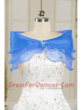 Beading Organza Blue Shawls for Wedding Party