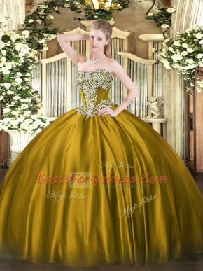 Exquisite Brown Lace Up Sweet 16 Dresses Beading Sleeveless Floor Length