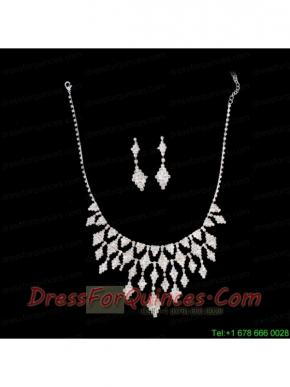 Amazing Rhinestons Alloy Plated Jewelry Set Including Necklace And Earrings