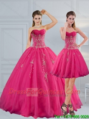 Best Sweetheart Hot Pink Quinceanera Dress with Appliques and Beading