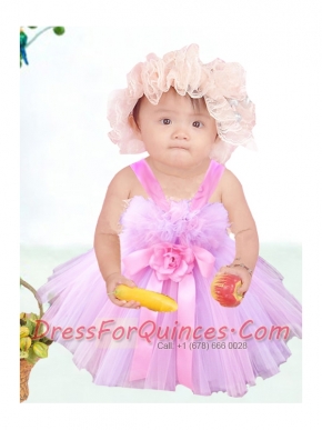 2014 Amazing Ball Gown Straps Little Girl Dress in Lilac