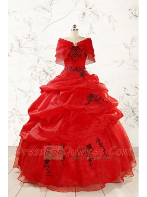 Top Seller Sweetheart Appliques Quinceanera Dress in Red