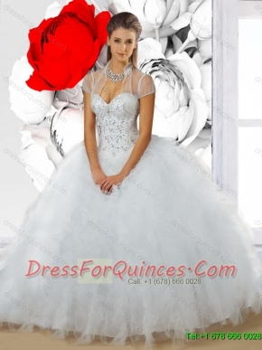 2016 Luxurious Sweetheart Beading Quinceanera Dresses in White