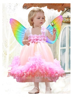 2015 Cute Square Ball Gown Tea-length Little Girl Dresses