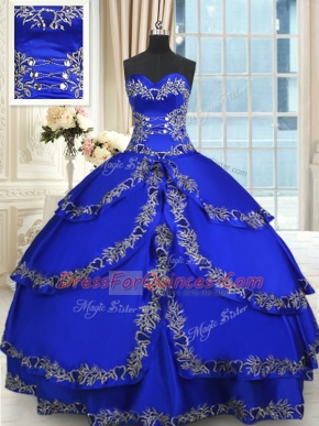 Sweetheart Sleeveless Taffeta Quinceanera Gown Beading and Embroidery and Ruffled Layers Lace Up