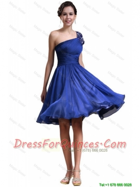 New Style One Shoulder Short Prom Dresses in Royal Blue