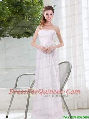 Ruching and Belt Sweetheart Empire White Junior Dresses