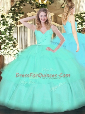 Pretty Floor Length Ball Gowns Sleeveless Apple Green Sweet 16 Dresses Zipper