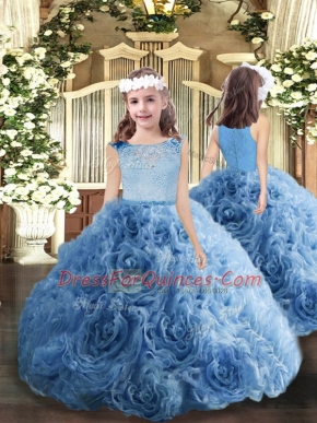 Sleeveless Zipper Floor Length Beading Little Girls Pageant Dress