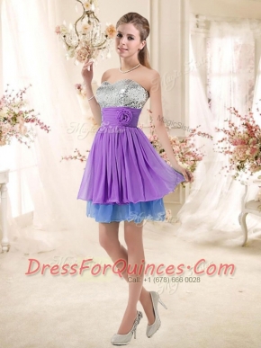 2016 Top Selling Sweetheart Short Sequins Dama Dresses in Multi Color