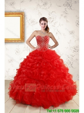 2015 Cheap Fashionable New Style Quince Dresses With Beading and Ruffles