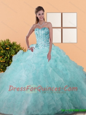 Pretty Beading and Ruffles Ball Gown Quinceanera Dresses for 2015
