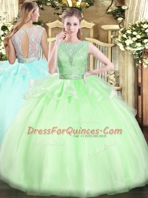 Floor Length Quinceanera Gowns Scoop Sleeveless Backless