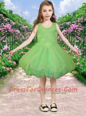 Backless Scoop A-Line Appliques and Ruffles Little Girl Dress