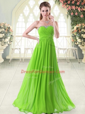 Exquisite Sweetheart Sleeveless Chiffon Prom Party Dress Beading and Ruching Zipper