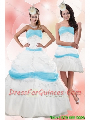 2015 Strapless Floor Length Appliques Quince Dresses