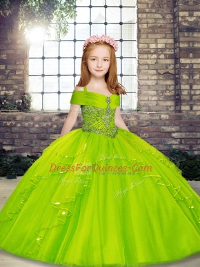 Straps Sleeveless Lace Up Little Girls Pageant Dress Wholesale Tulle