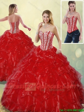 Luxurious Sweetheart Detachable Quinceanera Gowns in Wine Red for 2016