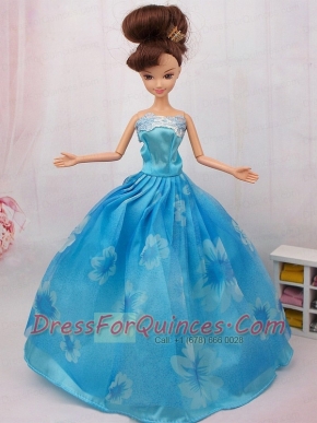 Elegant Printing Ball Gown Party Clothes Barbie Doll Dress