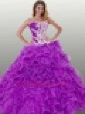 The Most Popular Ruffles and Appliques Purple Dress For Quinceanera