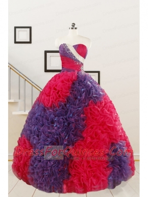 Wonderful Beading and Ruffles Multi-color Quinceanera Dresses