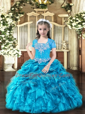 Sleeveless Beading and Ruffles Lace Up Girls Pageant Dresses