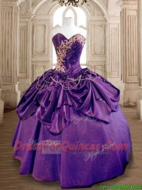 Exclusive Beaded and Ruffled Taffeta Sweet 16 Dress in Purple