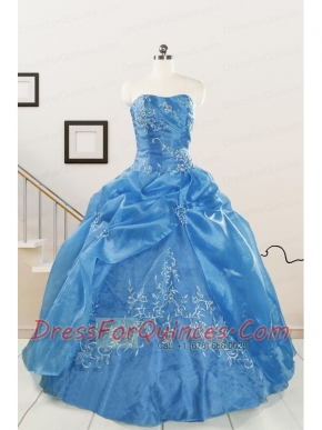 Classical Baby Blue Quinceanera Dresses with Embroidery for 2015