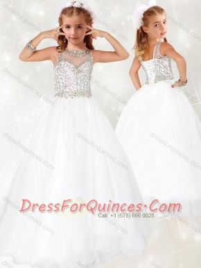 Lovely Beaded White Mini Quinceanera Dress with See Through Scoop