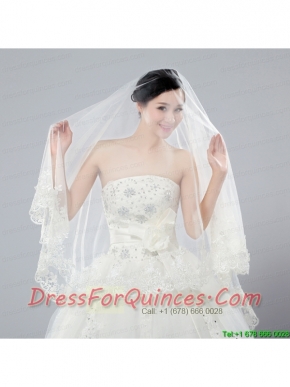 2014 One-Tier Tulle Wedding Veils with Scalloped Edge