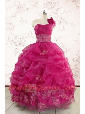 2015 Cheap Appliques Quinceanera Dresses in Fuchsia