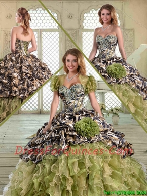 Fashionable Camo Quinceanera Dresses with Pick Ups and Ruffles for Winter