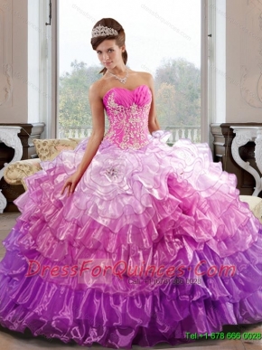 Wholesale Sweetheart 2015 Quinceanera Dress with Appliques and Ruffled Layers