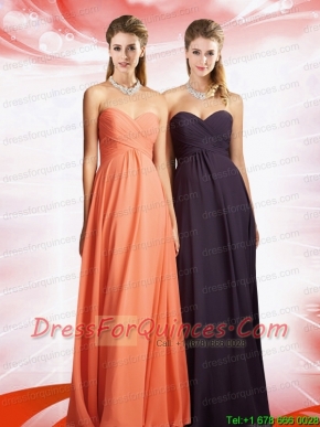 Empire Chiffon Ruching Floor Length Prom Dress with Sweetheart