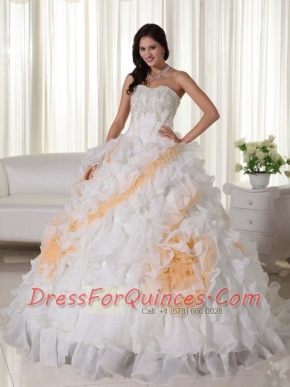 Quinceanera Dress In White Ball Gown With Sweetheart Court Train Organza Appliques In 2013
