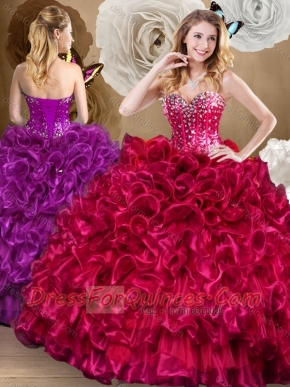 Pretty Ball Gown Sweet 16 Dresses with Beading and Ruffles