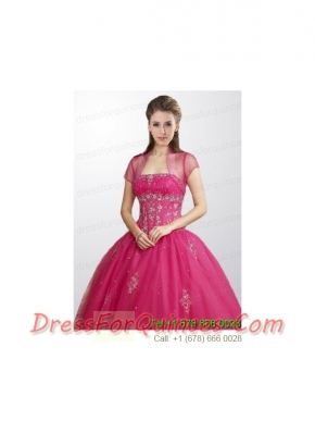 Fashionable Tulle Hot Pink Quinceanera Jacket with Beading