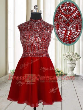 Most Popular Scoop Sleeveless Zipper Mini Length Beading and Sequins