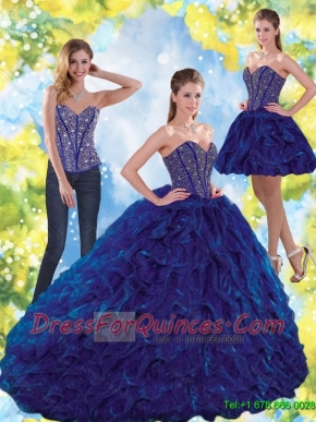 Classical Beading and Ruffles Sweetheart Ball Gown Quinceanera Dresses for 2015