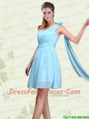 One Shoulder A Line Ruching Prom Dresses for 2015