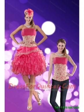Detachable Strapless 2015 Prom Dress with Appliques and Ruffles