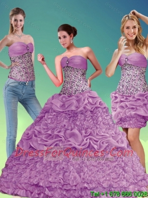 2015 Perfect Lilac Sweetheart 2015 Quinceanera Dresses with Beading and Pick Ups