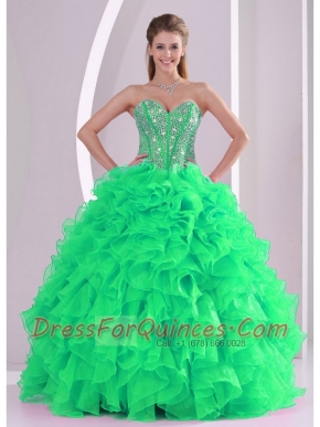 2014 Fashionable Green Ball Gown Sweetheart Cheap Quinceanera Dresses