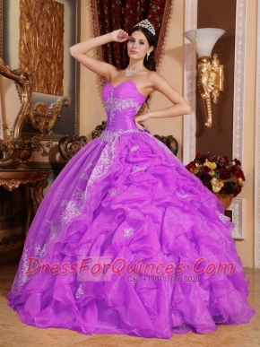 Ball Gown Beadings Appliques and Ruffles Organza Best Quinceanera Dresses Fuchsia