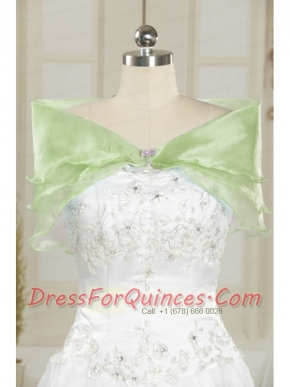 Yellow Green Organza Beading Shawls for Wedding