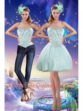 Detachable Sweetheart Beading 2015 Prom Dress in Apple Green