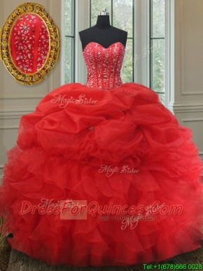 Elegant Visible Boning Bubble Quinceanera Dress with Beading and Ruffles